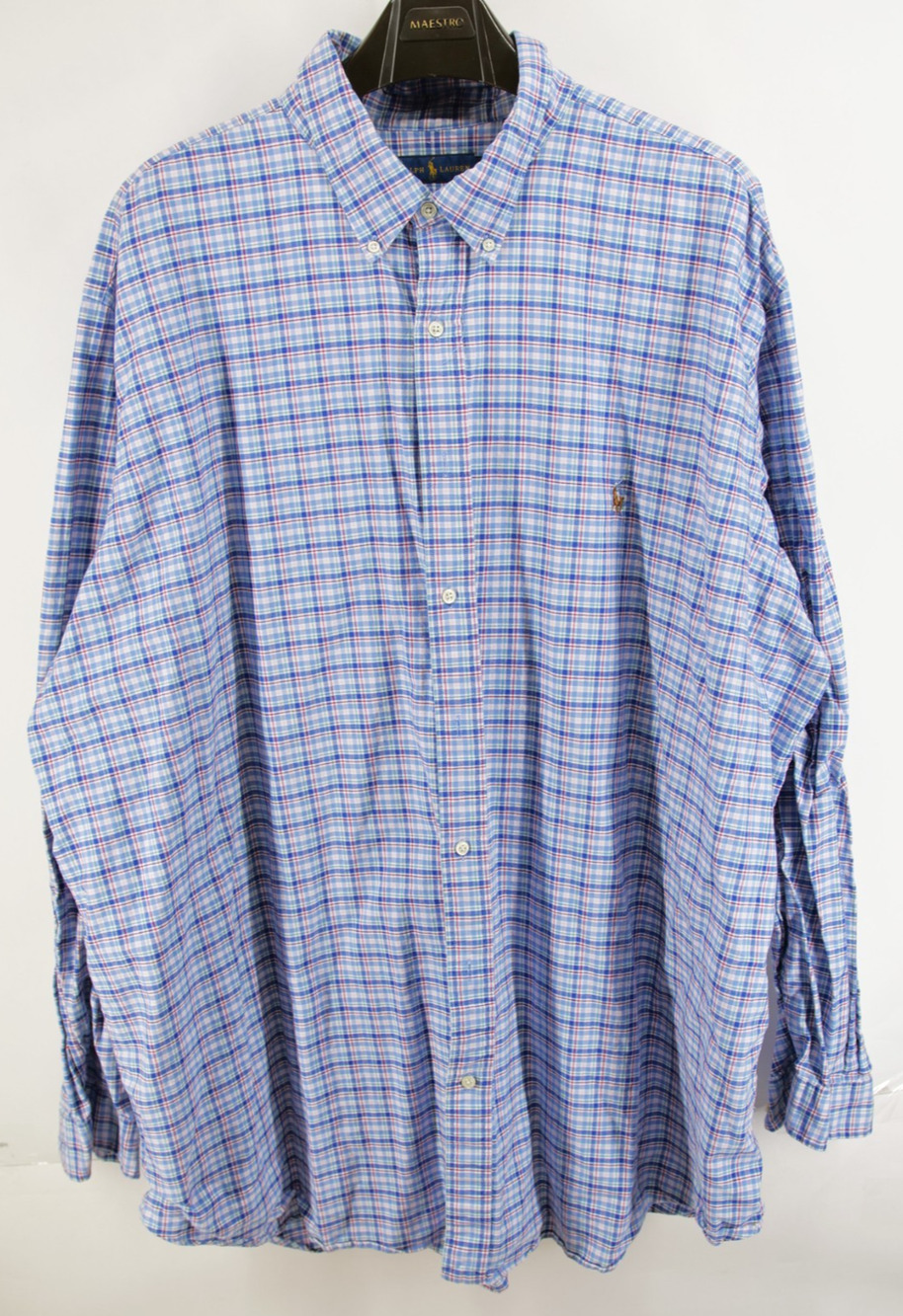 Polo Ralph Lauren Shirt Men’s 4XLT Blue Red Plaid Long Sleeve Button Up